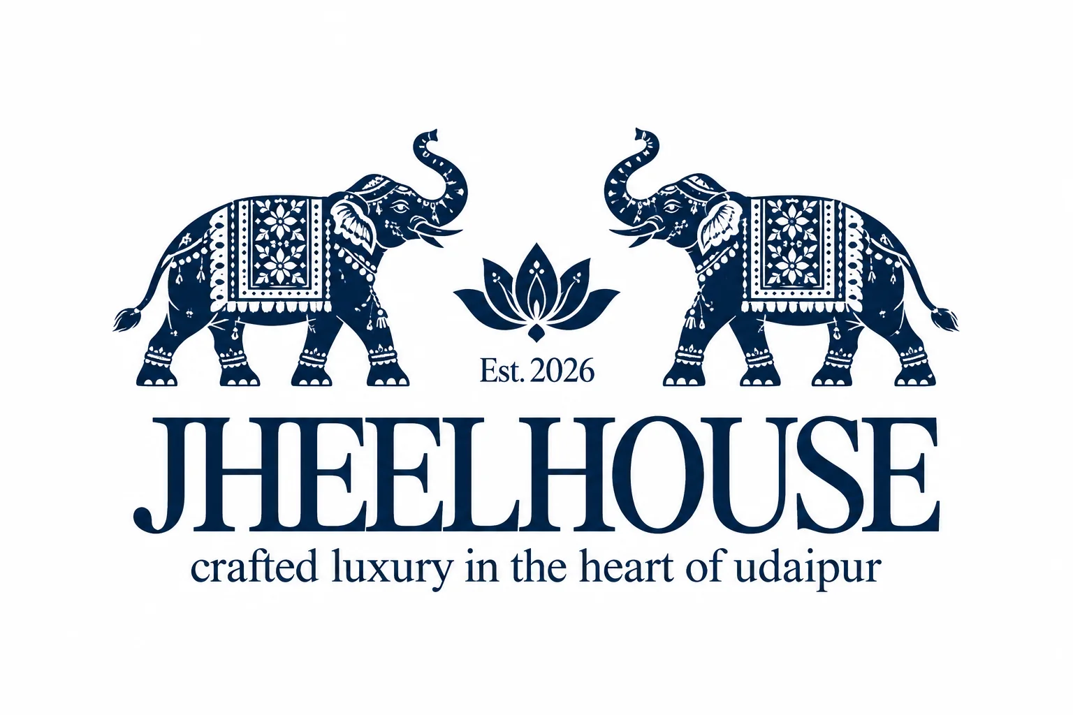 Jheelhouse logo in navy on white